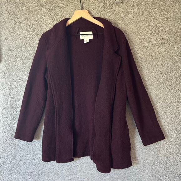 RACHEL ZOE Boiled Wool Jacket Womens Medium Purple Open Cozy Winter Office Layer - Picture 1 of 14